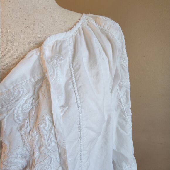 Lauren Ralph Lauren White Peasant Top Women's SZ Large Embroidery Boho - Picture 5 of 11